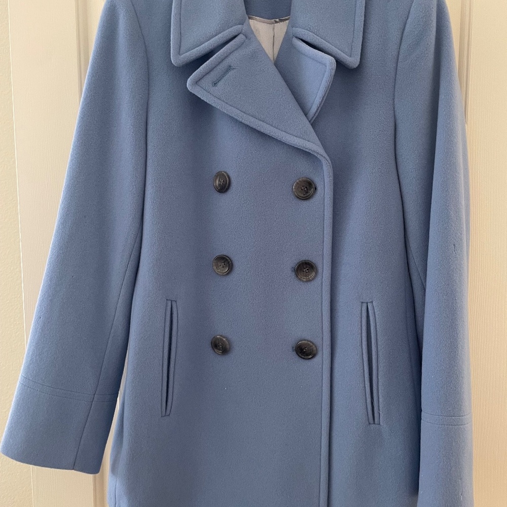 Calvin Klein Blue Cashmere Blend Double-Breasted Peacoat